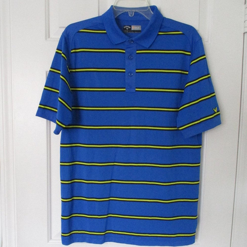 Callaway Opti-Dri Mens S/S Blue Yellow Golf Polo Shirt - Size Medium - Picture 2 of 2